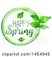 Poster, Art Print Of Green Leaf And Happy Spring Design Element