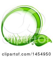 Clipart Of A Green Leaf And Grass Frame Eco Design Element Royalty Free Vector Illustration