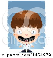 Clipart Graphic Of A 3d Happy White Boy Doctor Surgeon Over Strokes Royalty Free Vector Illustration