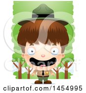 Poster, Art Print Of 3d Happy White Park Ranger Boy In The Woods