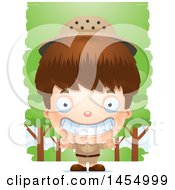 Poster, Art Print Of 3d Grinning White Safari Boy Against Trees