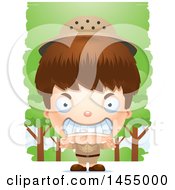 Poster, Art Print Of 3d Mad White Safari Boy Against Trees