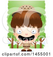 Poster, Art Print Of 3d Happy White Safari Boy Against Trees