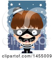 Poster, Art Print Of 3d Happy White Robber Boy Against A City At Night