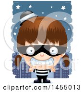 Poster, Art Print Of 3d Mad White Robber Girl Against A City At Night