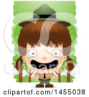 Poster, Art Print Of 3d Happy White Park Ranger Girl In The Woods