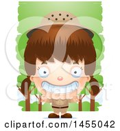 Poster, Art Print Of 3d Grinning White Safari Girl Against Trees