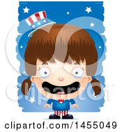 Poster, Art Print Of 3d Happy White American Uncle Sam Girl Against Strokes