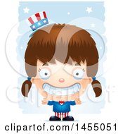 Clipart Graphic Of A 3d Grinning White American Uncle Sam Girl Against Strokes Royalty Free Vector Illustration