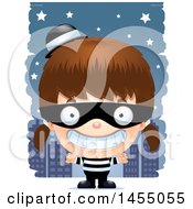 Poster, Art Print Of 3d Grinning White Robber Girl Against A City At Night
