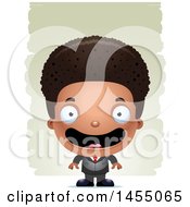Clipart Graphic Of A 3d Happy Black Business Boy Against Strokes Royalty Free Vector Illustration