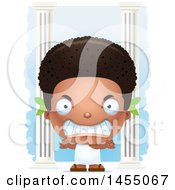 Clipart Graphic Of A 3d Mad Black Greek Boy With Columns Royalty Free Vector Illustration