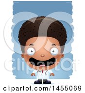 Clipart Graphic Of A 3d Happy Black Boy Doctor Surgeon Over Strokes Royalty Free Vector Illustration