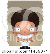 Clipart Graphic Of A 3d Grinning Black Boy Doctor Surgeon Over Strokes Royalty Free Vector Illustration by Cory Thoman