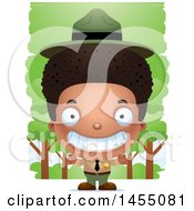 Poster, Art Print Of 3d Grinning Black Park Ranger Boy In The Woods