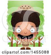 Poster, Art Print Of 3d Happy Black Safari Boy Against Trees