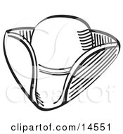 Tricorne Hat In Black And White Clipart Illustration