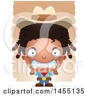 Poster, Art Print Of 3d Mad Black Girl Cowboy Sheriff Over Strokes