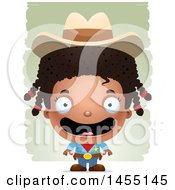 Poster, Art Print Of 3d Happy Black Girl Cowboy Sheriff Over Strokes