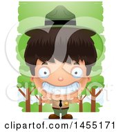 Poster, Art Print Of 3d Grinning Park Ranger Boy In The Woods