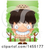 Poster, Art Print Of 3d Grinning Safari Boy Against Trees