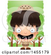 Poster, Art Print Of 3d Happy Safari Boy Against Trees