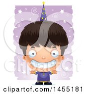 Poster, Art Print Of 3d Grinning Wizard Boy Over A Spiral And Star Pattern