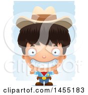 Poster, Art Print Of 3d Grinning Boy Cowboy Sheriff Over Strokes