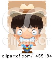 Poster, Art Print Of 3d Mad Boy Cowboy Sheriff Over Strokes
