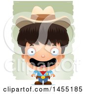 Poster, Art Print Of 3d Happy Boy Cowboy Sheriff Over Strokes