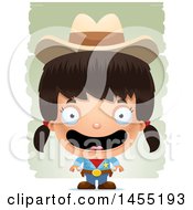 Poster, Art Print Of 3d Happy Girl Cowboy Sheriff Over Strokes