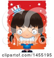 Poster, Art Print Of 3d Mad American Uncle Sam Girl Against Strokes
