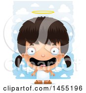 Clipart Graphic Of A 3d Happy Angel Girl Over Clouds Royalty Free Vector Illustration