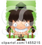 Poster, Art Print Of 3d Grinning Park Ranger Girl In The Woods