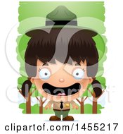 Poster, Art Print Of 3d Happy Park Ranger Girl In The Woods