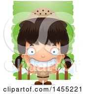 Poster, Art Print Of 3d Grinning Safari Girl Against Trees