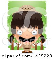 Poster, Art Print Of 3d Happy Safari Girl Against Trees