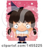 Poster, Art Print Of 3d Mad Witch Girl Over A Spiral And Star Pattern