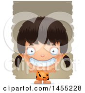 Poster, Art Print Of 3d Grinning Caveman Girl Over Strokes