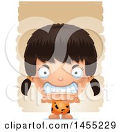 Poster, Art Print Of 3d Mad Caveman Girl Over Strokes