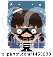 Poster, Art Print Of 3d Happy Robber Girl Against A City At Night