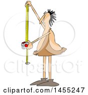 Clipart Of A Cartoon Caveman Using A Tape Measure Royalty Free Vector Illustration