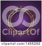Poster, Art Print Of Fancy Round Golden Frame Over Purple