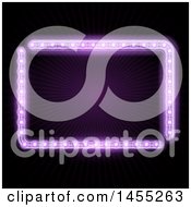 Clipart Of A Glowing Purple Neon Frame Over Black Royalty Free Vector Illustration