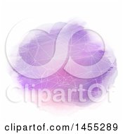 Clipart Of A Purple Watercolor Section With Connected Low Poly Designs On White Royalty Free Vector Illustration