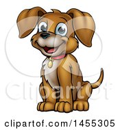 Poster, Art Print Of Cartoon Happy Sitting Puppy Dog
