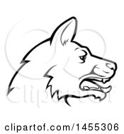 Clipart Of A Black And White Profiled German Shepherd Dog Face Royalty Free Vector Illustration