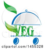Poster, Art Print Of Green Chef Veg Text Design With Leaves In A Cloche Platter On Wheels