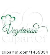 Poster, Art Print Of Green Chef Hat And Vegetarian Text Design