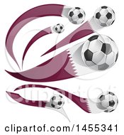 Clipart Of Soccer Balls And Qatar Flag Ribbons Royalty Free Vector Illustration